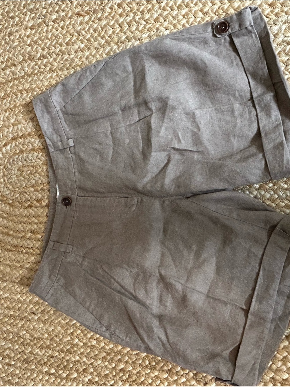Eileen Fisher Gray Linen Blend Tailored Shorts